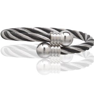 Silver Black Stainless Steel Magnetic Bracelet
